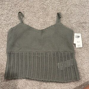 ABERCROMBIE Green Crochet Top